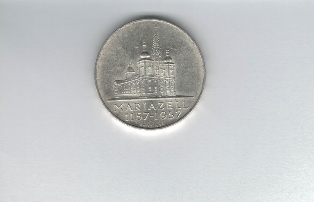  25 Schilling 1957 800 Jahre Mariazell 10,4g fein Ag Gedenkmünze Österreich Spittalgold9800 (04588/3)   