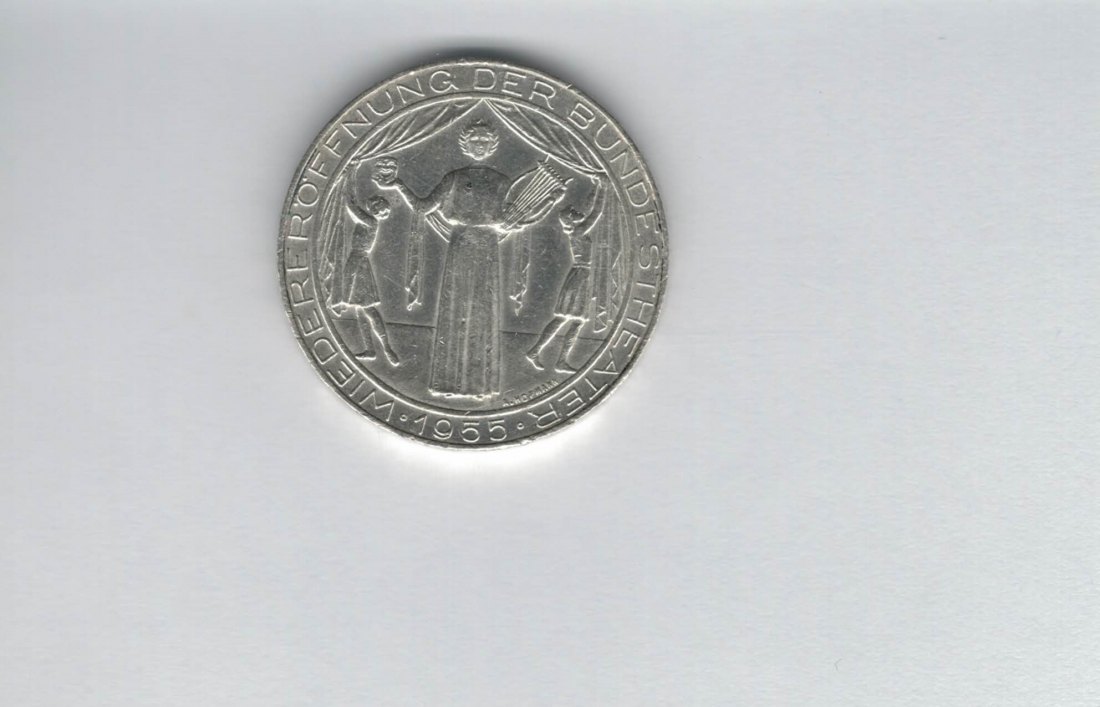  25 Schilling 1955 Bundestheater silber 10,4g fein Gedenkmünze Österreich Spittalgold9800 (04588/1)   