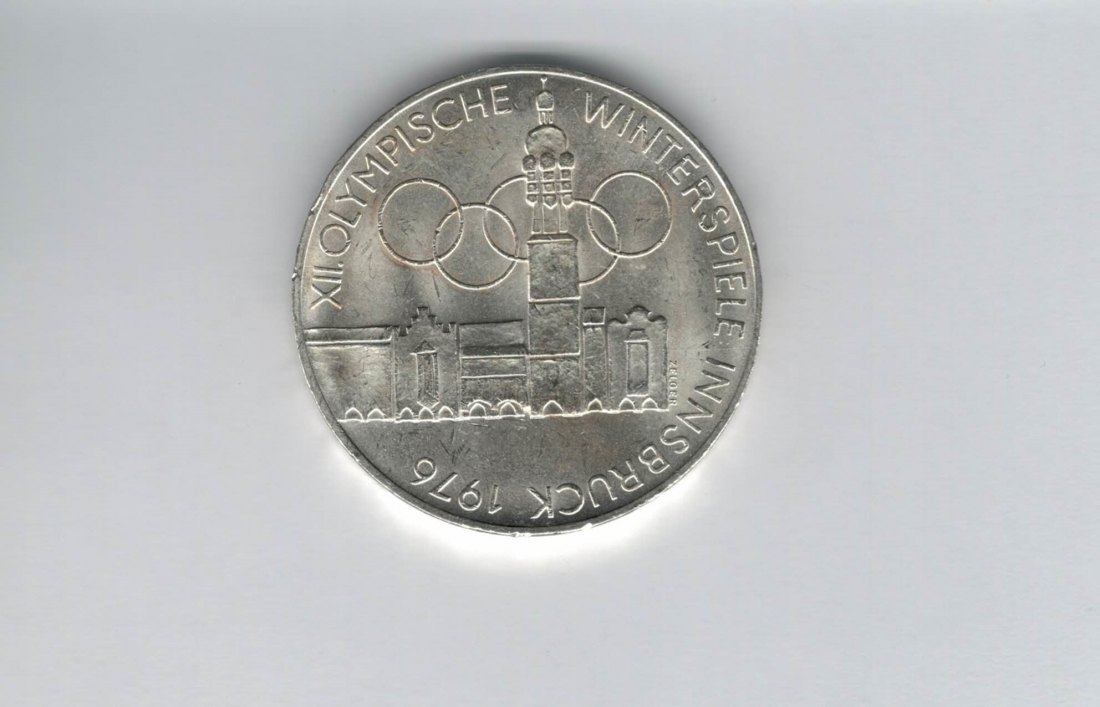  100 Schilling 1976 Winterolympiade Innsbruck Stadtturm Hall silber 15,36g fein Österreich (01914/6)   