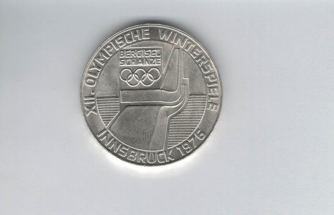  100 Schilling 1976 Berg Isel Schanze Innsbruck Hall Winterspiele Ag 15,36g fein Österreich (01914/10   