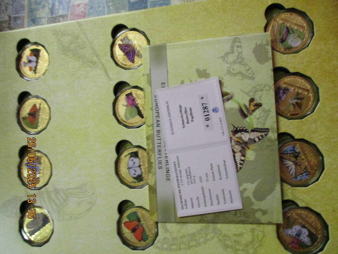  Lot - Sammlung Medaillen Schmetterlinge im Blister 655g   