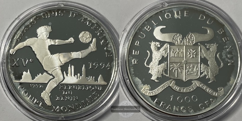  Benin  1000 Francs  1992  FM-Frankfurt km#5 Feingewicht: 19,98g Silber PP (leichte Patina)   