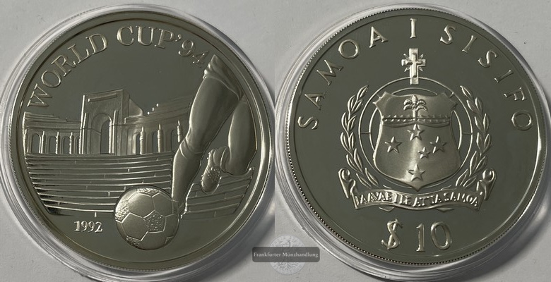 Samoa  10 Tala  1992  FM-Frankfurt  Feingewicht: 29,47g Silber PP   