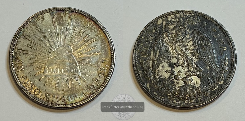  Mexiko 1908 1 Peso Libertad FM-Frankfurt Feinsilber: 24,36g   