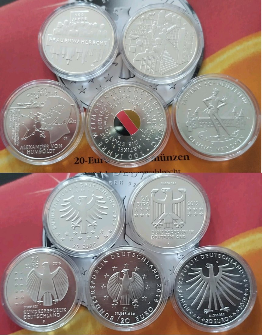  Deutschland 20 Euro Gedenkmünzensatz 2019 stempelglanz - Nur Silber!   