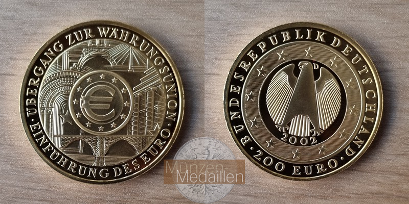 BRD 200 Euro MM-Frankfurt Feingold: 31g Einführung des Euro 2002 D