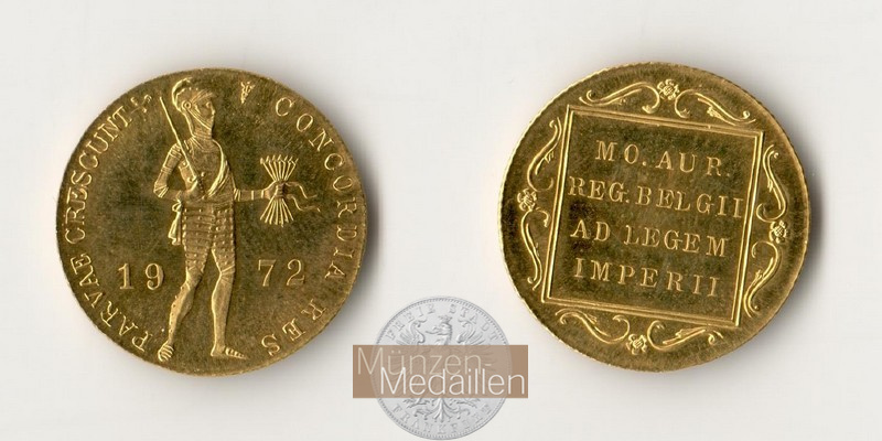 Niederlande, Juliana 1949-1980. MM-Frankfurt  Feingold: 3,44g Dukat 1972 