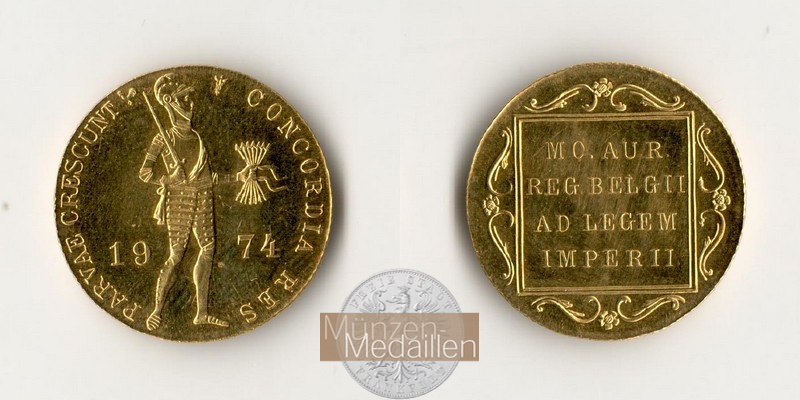 Niederlande, Juliana 1949-1980. MM-Frankfurt  Feingold: 3,44g Dukat 1974 