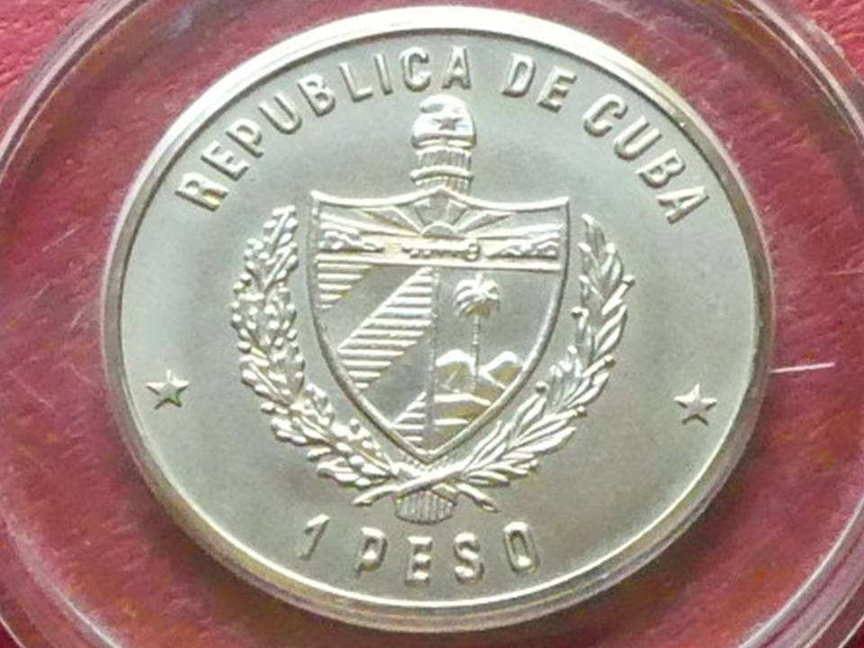 Seltene Münze Kuba 1 Peso 1982 zur Fußball-WM in Spanien. Nur 10000 Exemplare.   