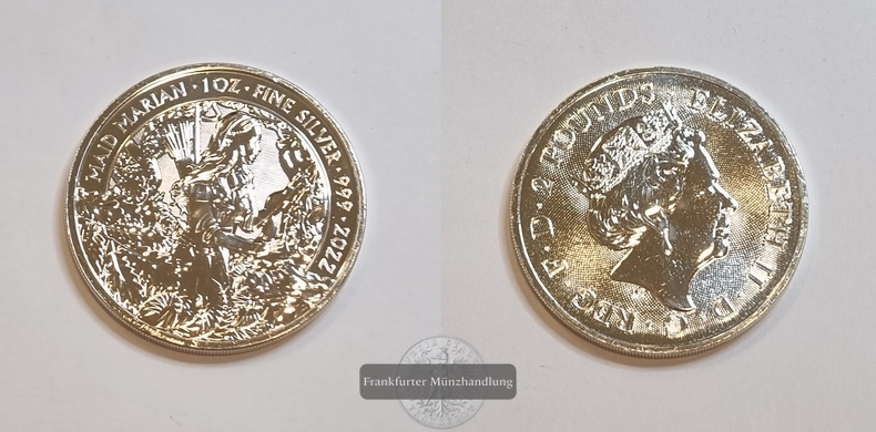  Großbritannien 2 Pounds 2022 Maid Marian FM-Frankfurt Feinsilber: 31,1g   