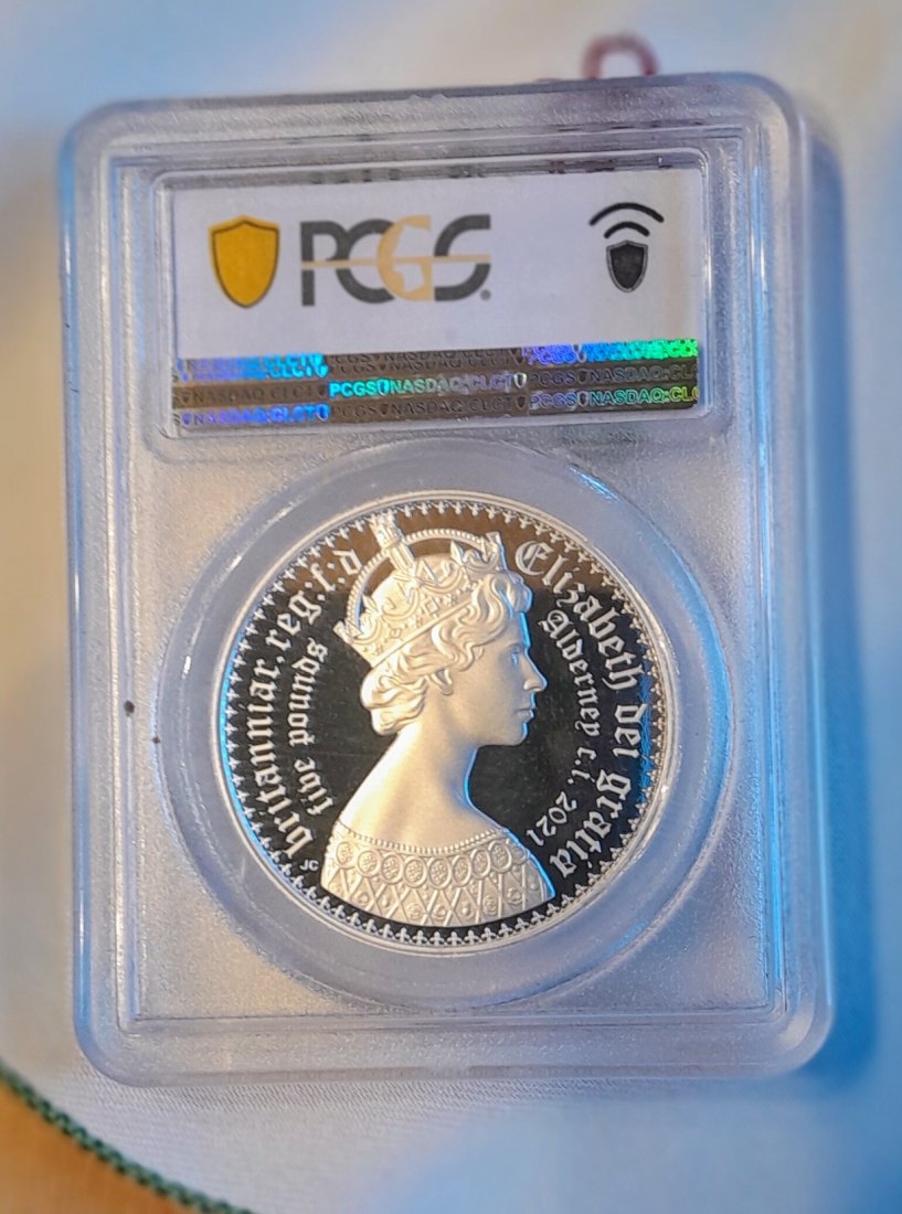 Alderny 5 Pfund Piedfort 2021 New Gothic Crown mit Zert. und Kartons absolut RAR   