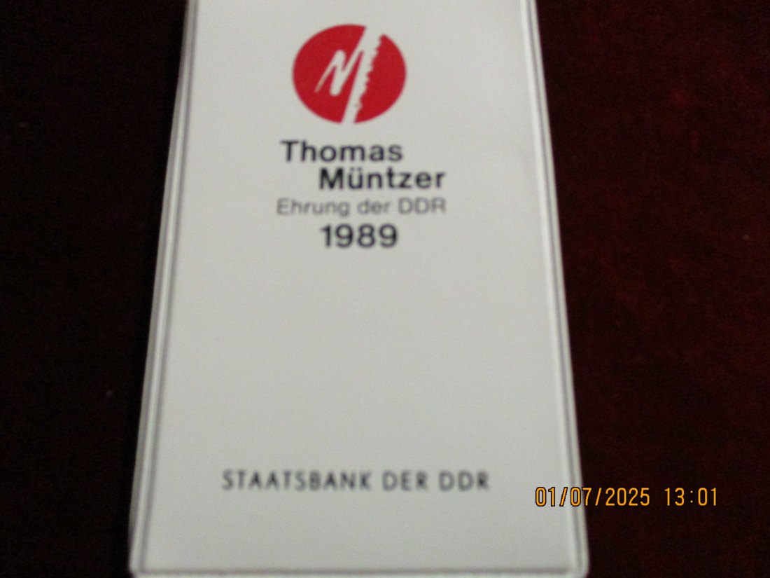  2 x 5 Mark DDR 1989 Thomas Müntzer 53g   