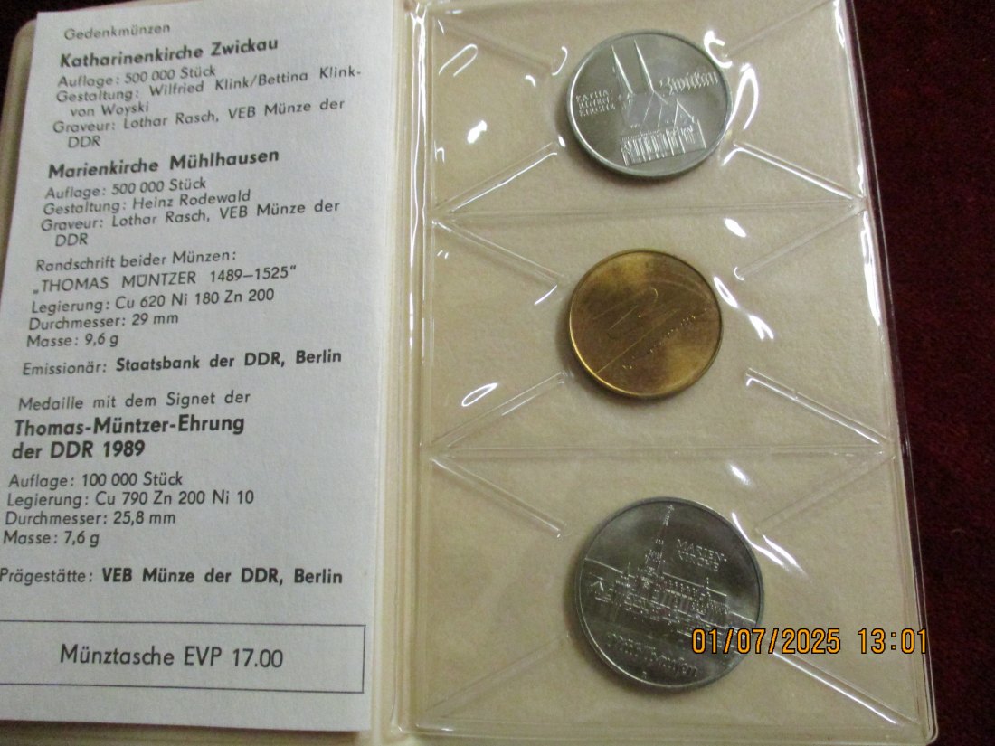  2 x 5 Mark DDR 1989 Thomas Müntzer 53g   