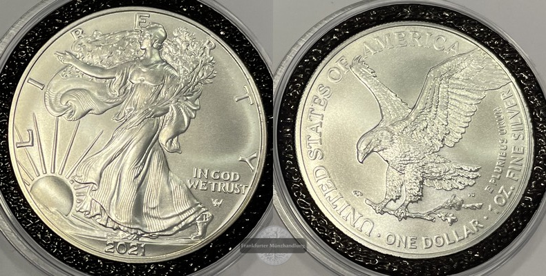  USA 1 Dollar 2021  Walking Liberty FM-Frankfurt UC#366 Feinsilber: 31g pp   