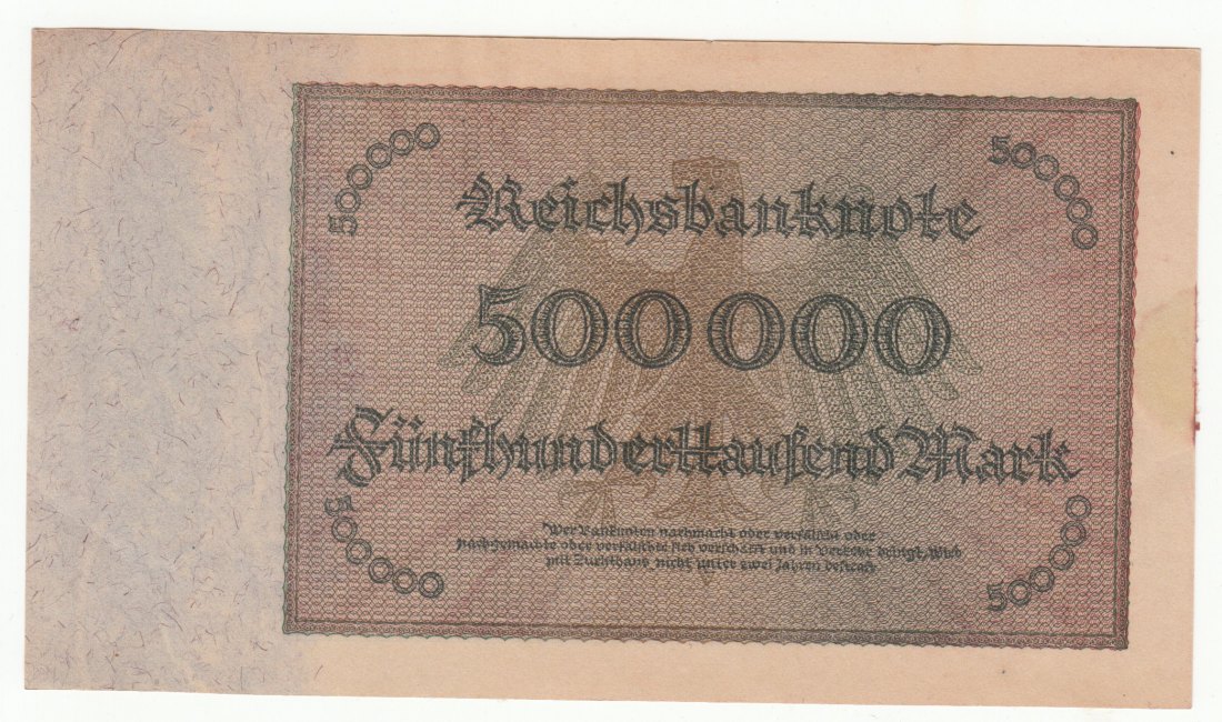  Ro. 87 e, 500 tausend Mark 1923, 20AB.122599, kassenfrische Erhaltung I   