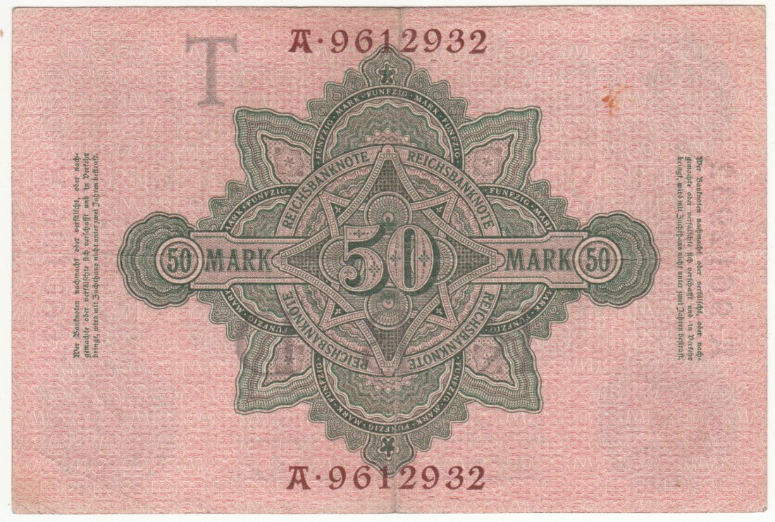 Ro. 42, 50 Mark vom 1910, A.9612932, leicht gebrauchte Erhaltung II   