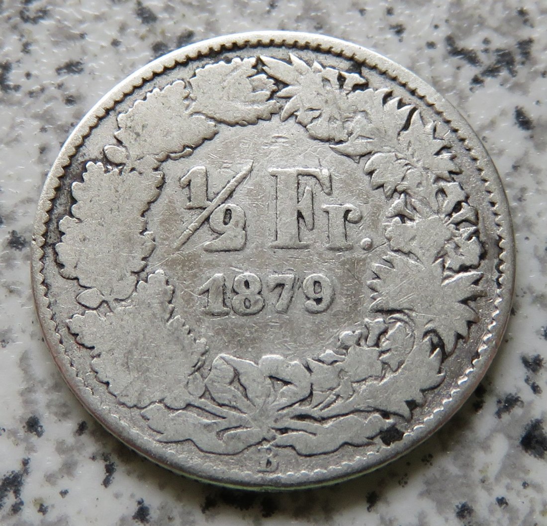  Schweiz 1/2 Franken 1879 Belegstück   