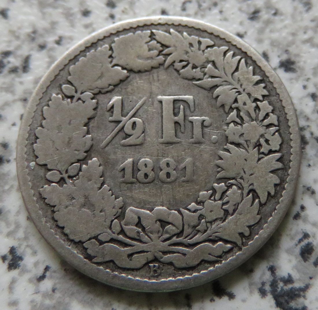  Schweiz 1/2 Franken 1881 Belegstück   