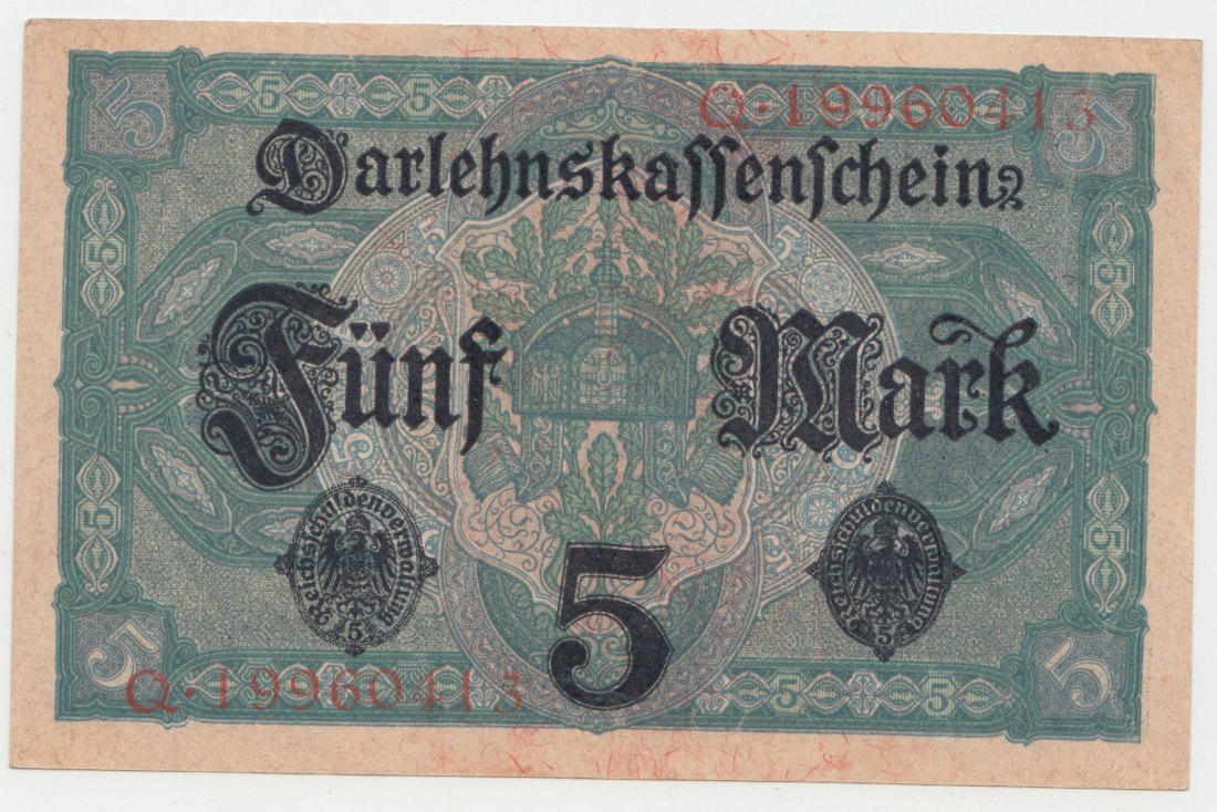  Ro. 54 b, 5 Mark vom 01.08.1917, Q.19960413, kassenfrische Erhaltung I   