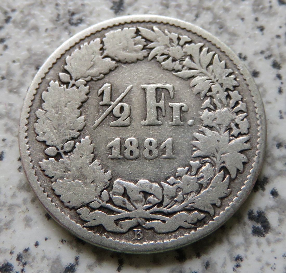  Schweiz 1/2 Franken 1881 Belegstück   
