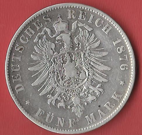  5 Mark Sachsen Albert 1876 Koblenzer Muenzen Studio Münzankauf Koblenz Frank Maurer AL103   