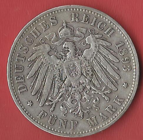  5 Mark Sachsen Albert 1893 Koblenzer Muenzen Studio Münzankauf Koblenz Frank Maurer AL104   