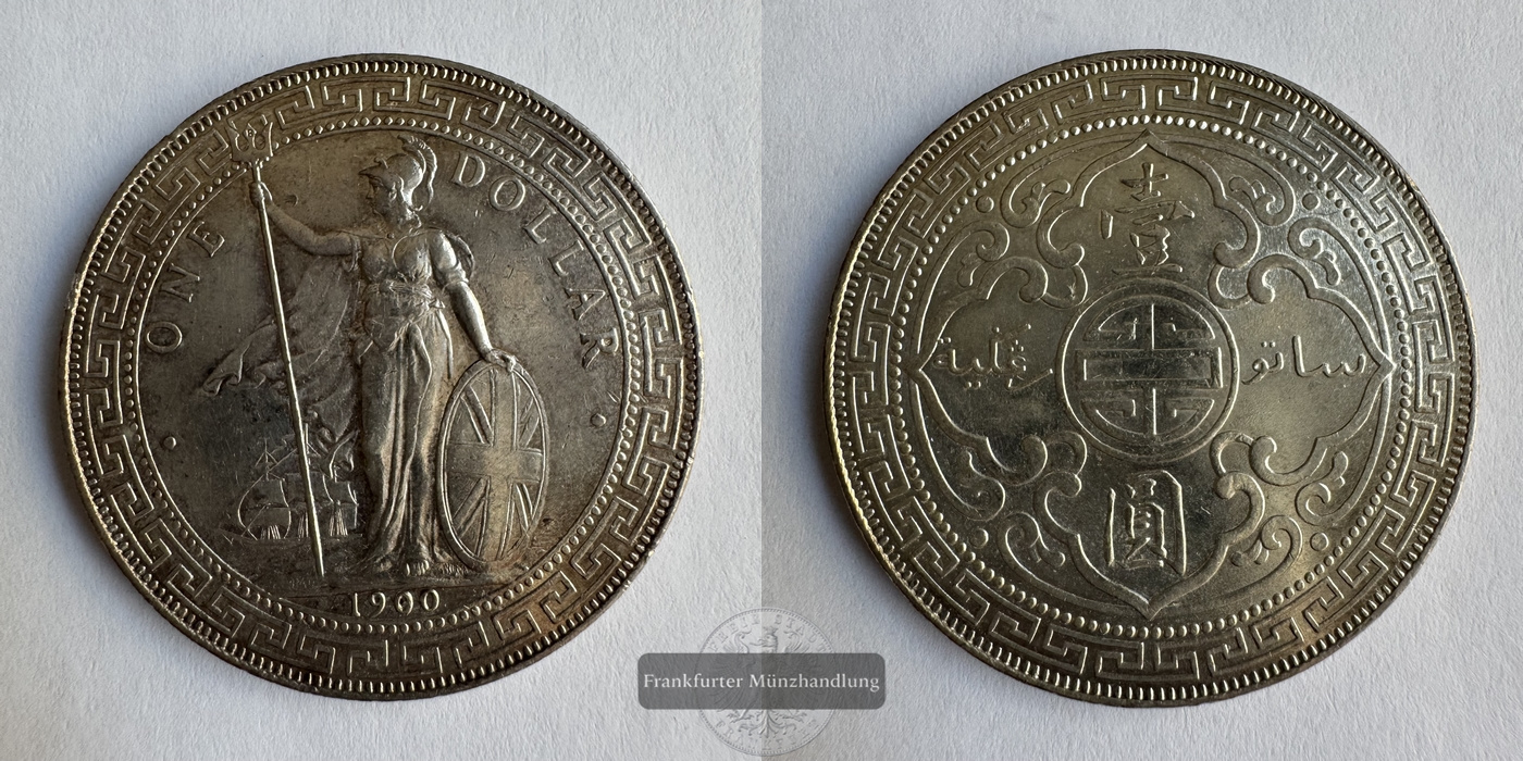  Großbritannien 1 Dollar 1900 Britischer Trade Dollar FM-Frankfurt KM#T5 Feinsilber: 24,26g   