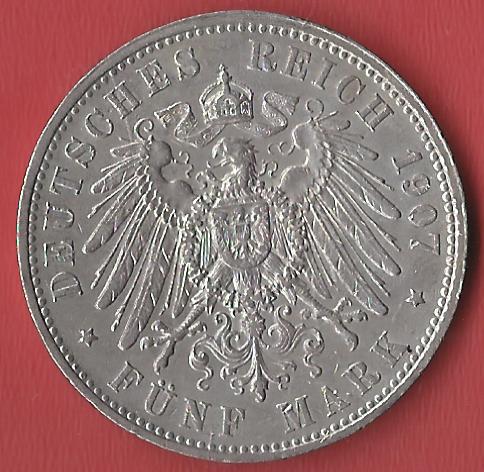 5 Mark Sachsen Friedrich 1907 Koblenzer Muenzen Studio Münzankauf Koblenz Frank Maurer AL105   