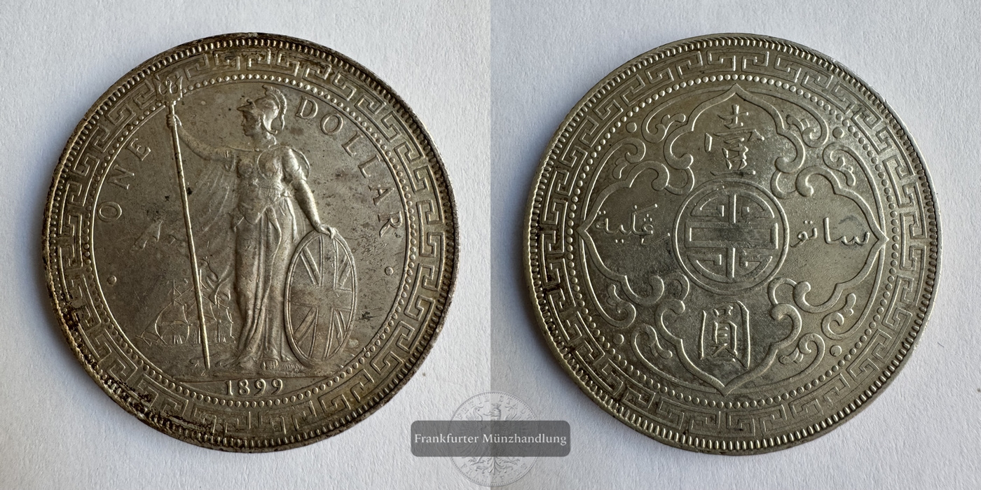  Großbritannien 1 Dollar 1899 Britischer Trade Dollar FM-Frankfurt KM#T5 Feinsilber: 24,26g   