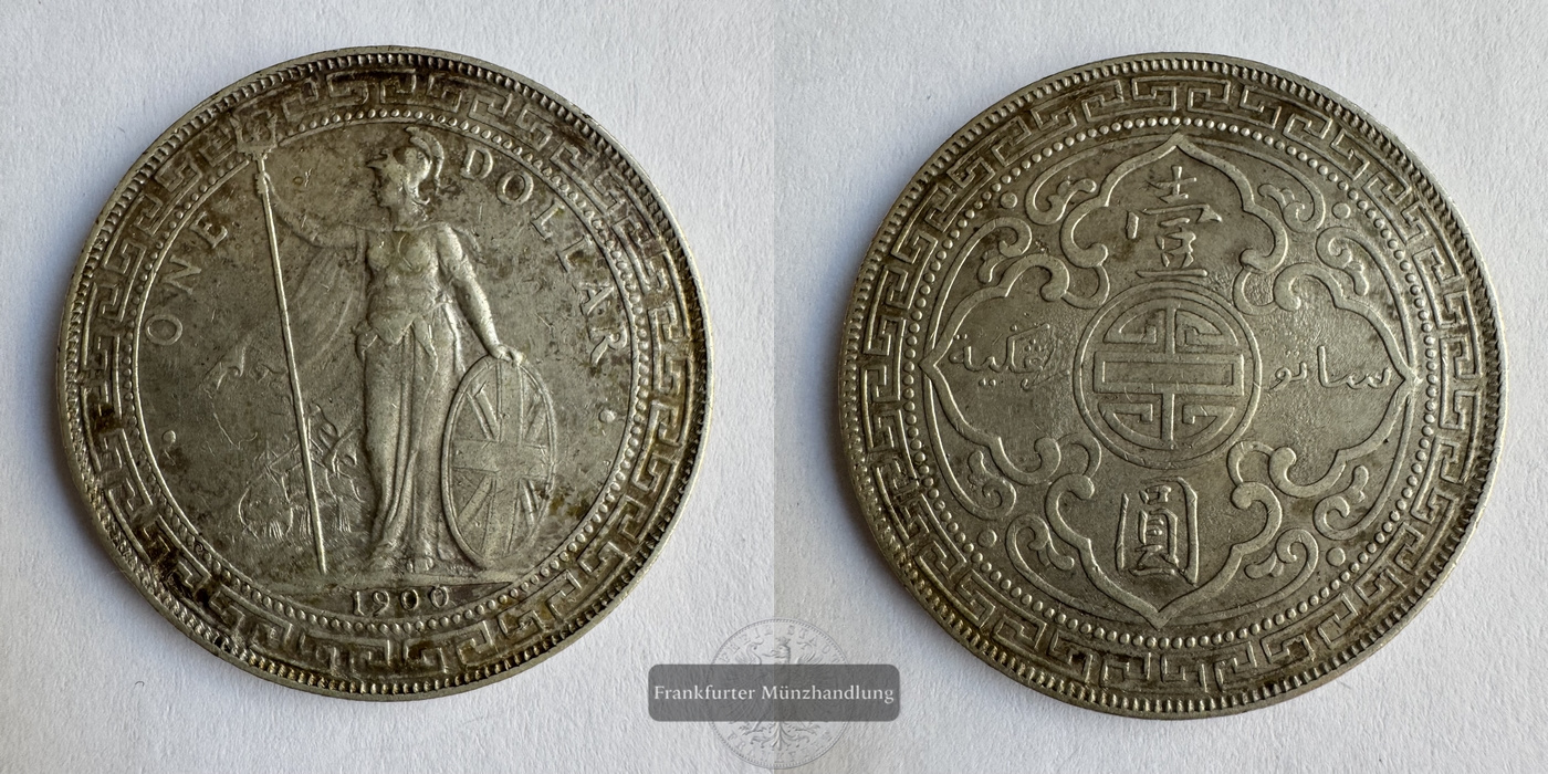  Großbritannien 1 Dollar 1900 Britischer Trade Dollar FM-Frankfurt KM#T5 Feinsilber: 24,26g   