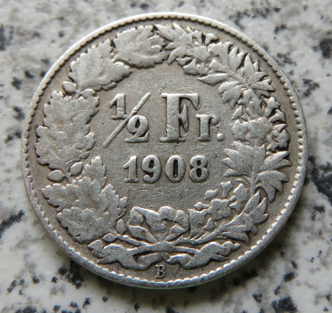  Schweiz 1/2 Franken 1908 B   
