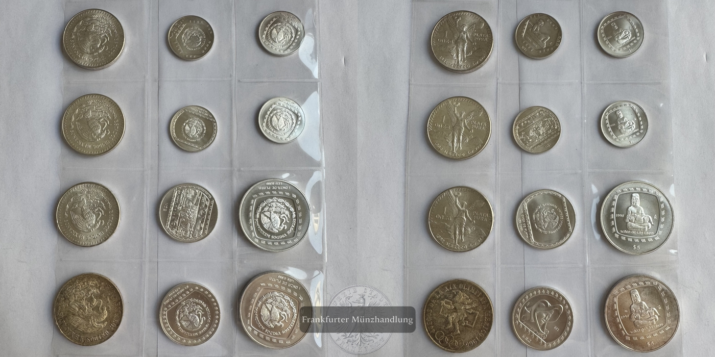  Mexico Mexiko 12x div. Silbermünzen FM-Frankfurt Feinsilber: 233,86g   