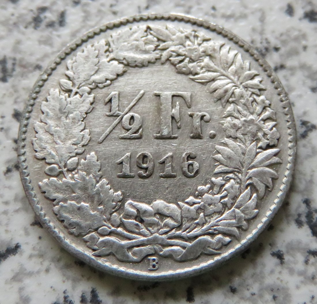  Schweiz 1/2 Franken 1916 B   