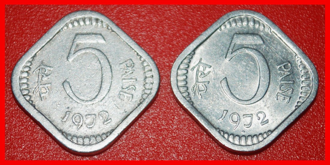 Ⰶ LIONS (1972-1984): INDIA ★ 2 COINS 5 PAISE 1972 2 MINTS! LOW START★NO RESERVE!
