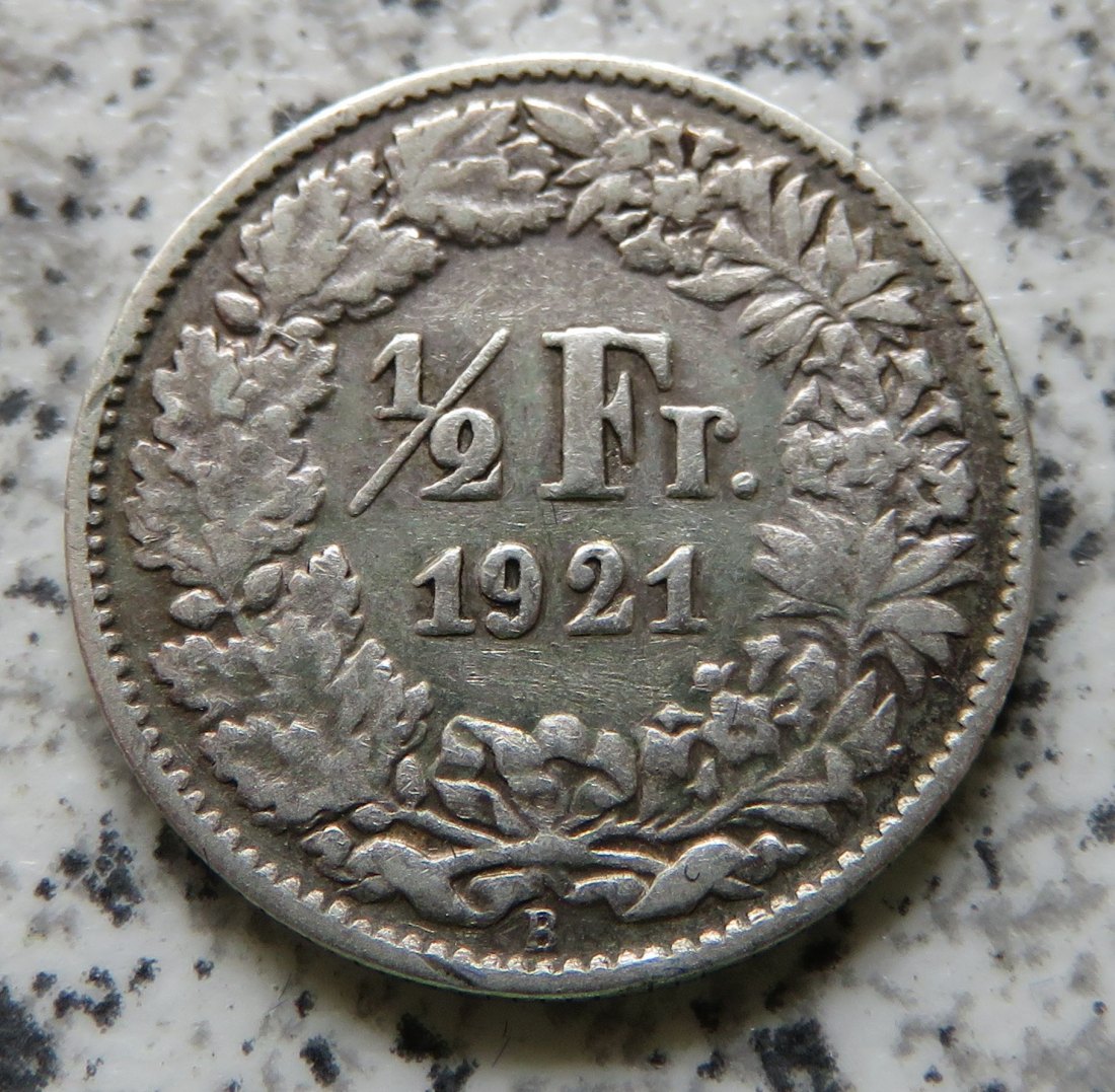  Schweiz 1/2 Franken 1921 B   
