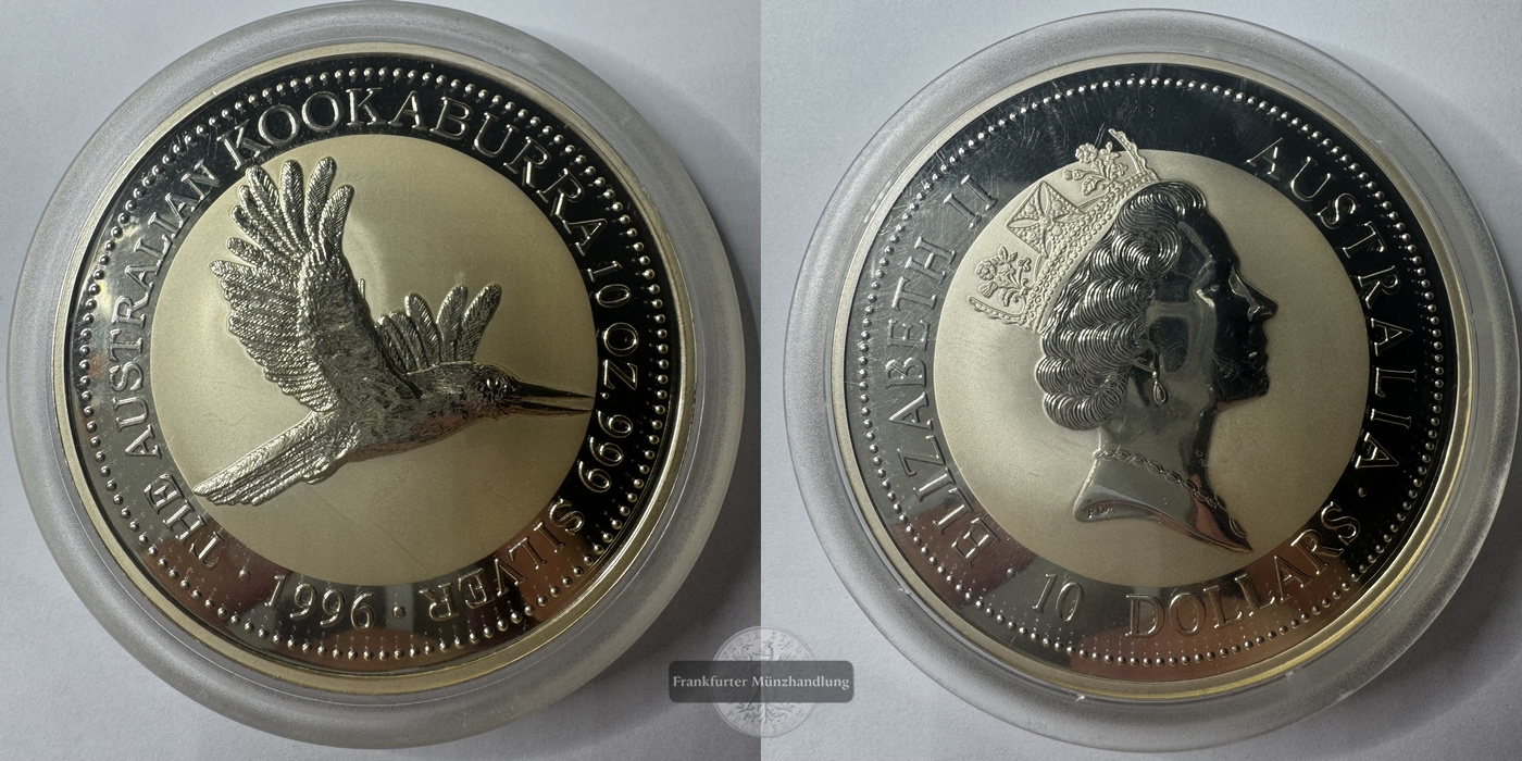  Australien  10 Dollar 1996 Kookaburra  FM-Frankfurt  Feinsilber: 311g   
