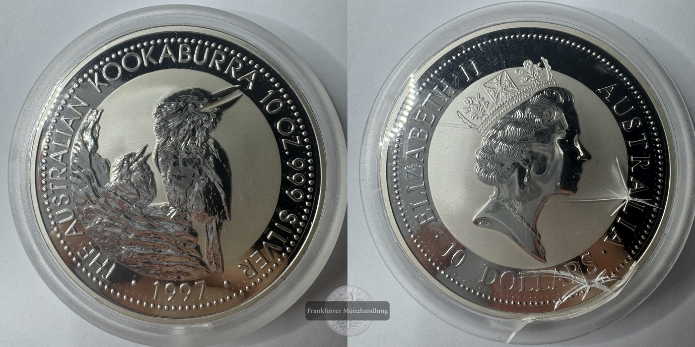  Australien  10 Dollar 1997 Kookaburra  FM-Frankfurt  Feinsilber: 311g   