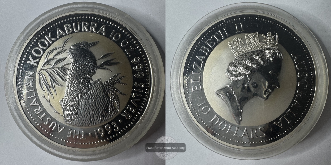  Australien  10 Dollar 1993 Kookaburra  FM-Frankfurt  Feinsilber: 311g   