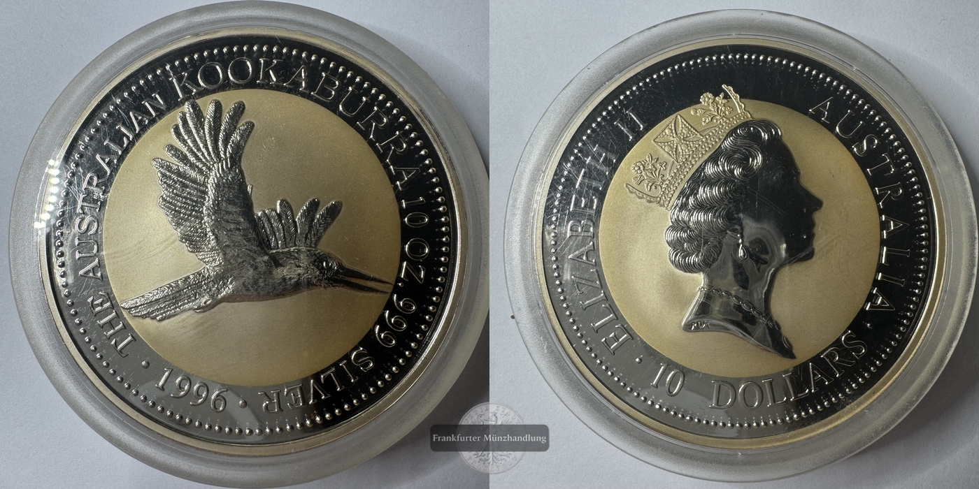  Australien  10 Dollar 1996 Kookaburra  FM-Frankfurt  Feinsilber: 311g   