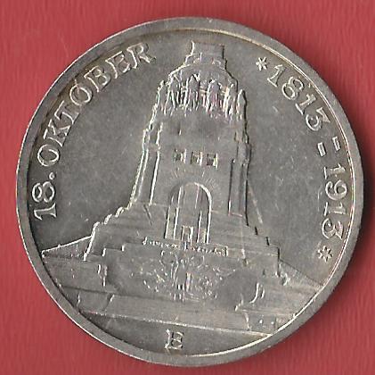  3 Mark Sachsen Denkmal 1913 Koblenzer Muenzen Studio Münzankauf Koblenz Frank Maurer AL106   