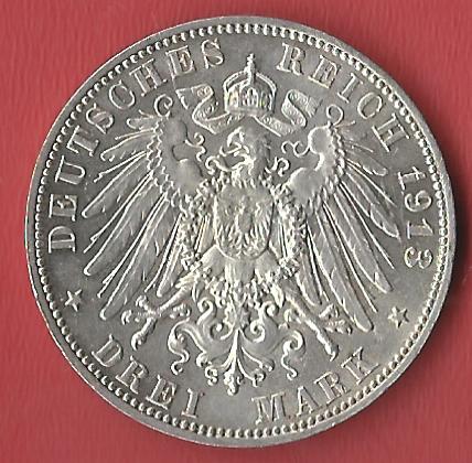  3 Mark Sachsen Denkmal 1913 Koblenzer Muenzen Studio Münzankauf Koblenz Frank Maurer AL106   