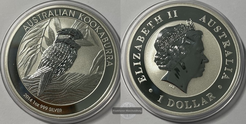 Australien 1 Dollar 2014  Kookaburra  FM-Frankfurt KM#2117 Feinsilber: 31,07g pp   