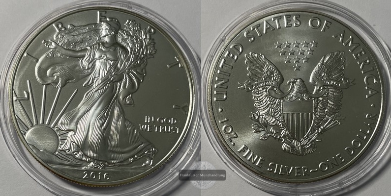  USA 1 Dollar 2016 Walking Liberty FM-Frankfurt KM#273 Feinsilber: 31g   