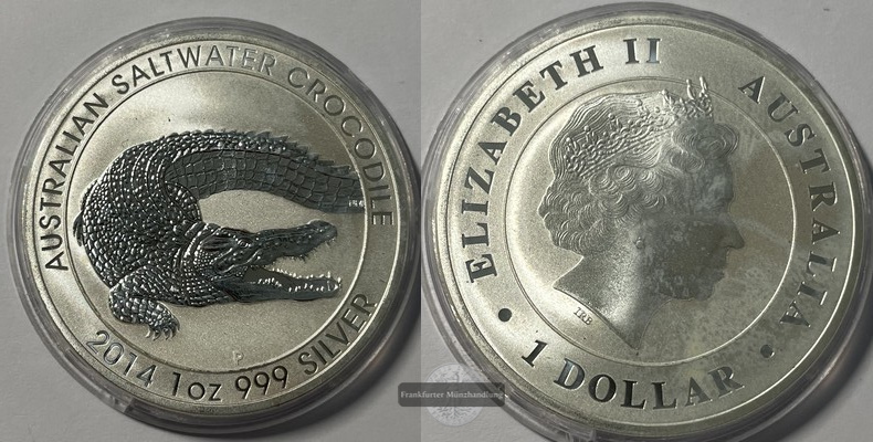  Australien  1 Dollar 2014  Saltwater Crocodile N#60709 FM-Frankfurt Feinsilber: 31,1g   