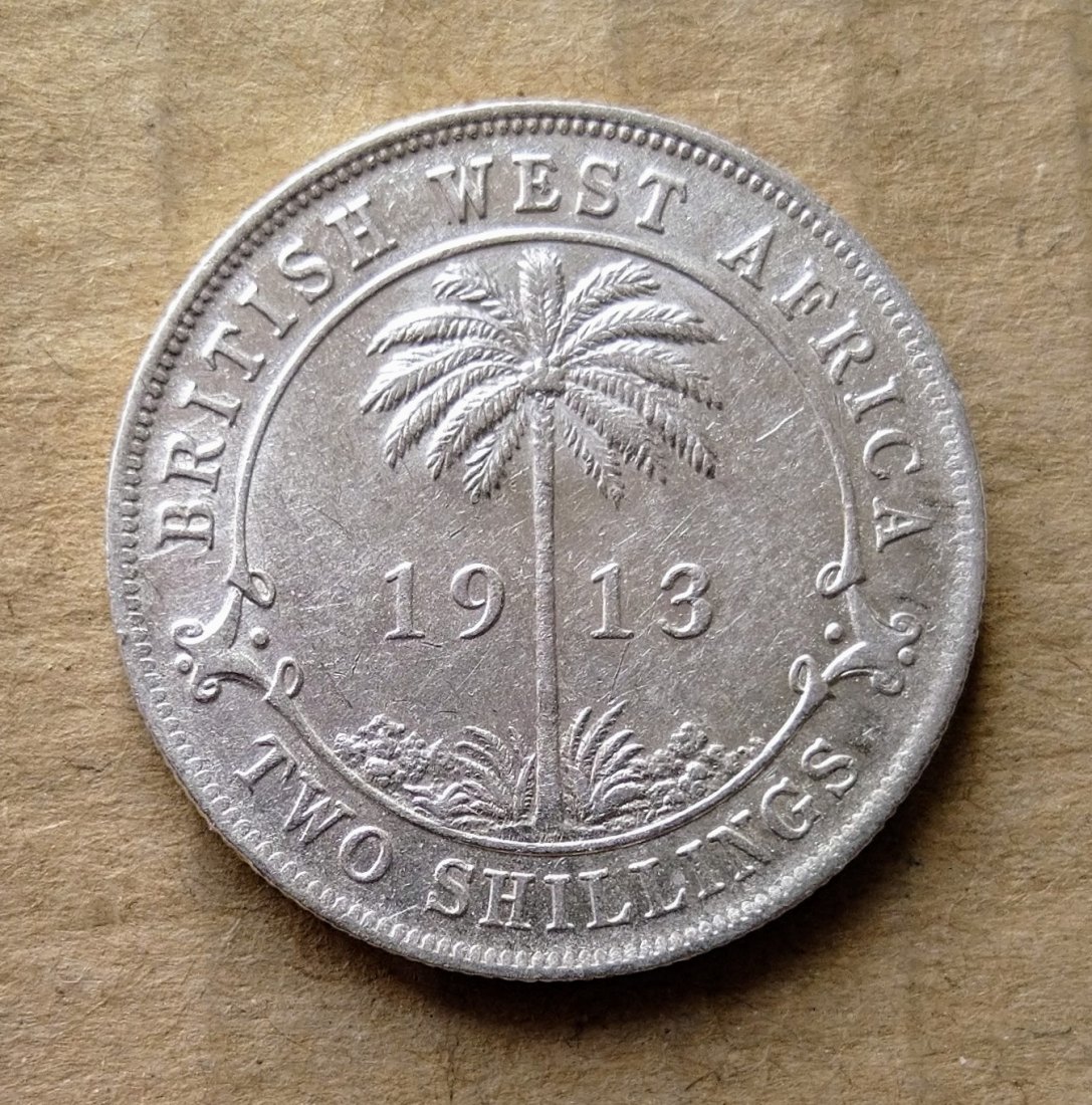 British West Africa 2 Shillings 1913 Silver