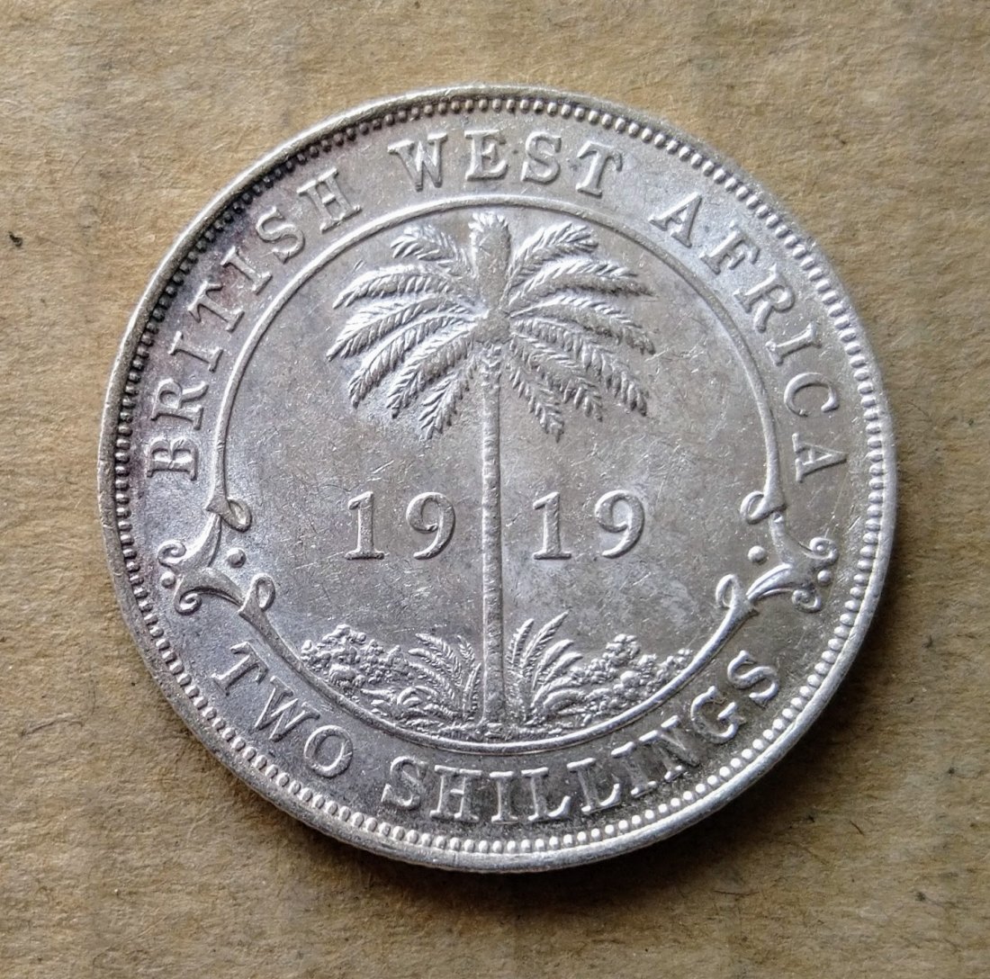 British West Africa 2 Shillings 1919 Silver