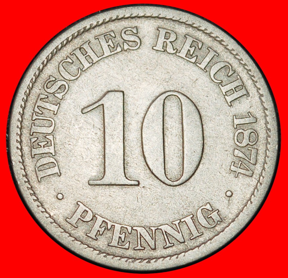  Ⰶ EAGLE (1873-1889): GERMANY ★10 PFENNIGS 1874A PRUSSIA! WILLIAM I 1871-1888★LOW START ★ NO RESERVE!   