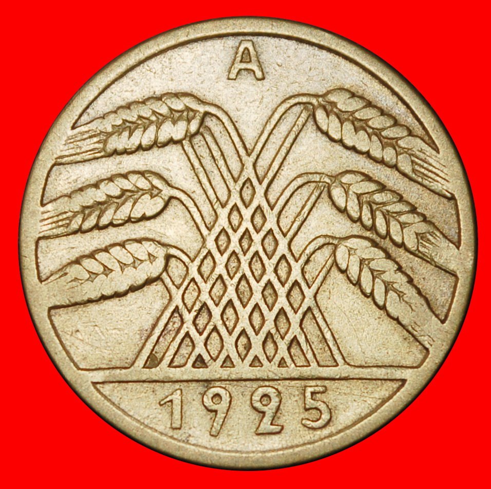  Ⰶ PYRAMID OF WHEAT (1924-1936): GERMANY ★ 10 REICHSPFENNIGS 1925A! PRUSSIA!★LOW START ★ NO RESERVE!   