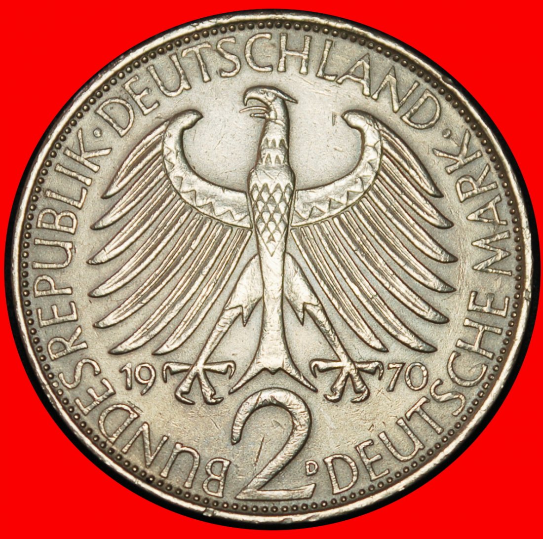  Ⰶ NOBEL PRIZE 1918: GERMANY★2 MARKS 1970D MAX PLANCK 1858-1947★C+r1★BAVARIA!★LOW START ★ NO RESERVE!   