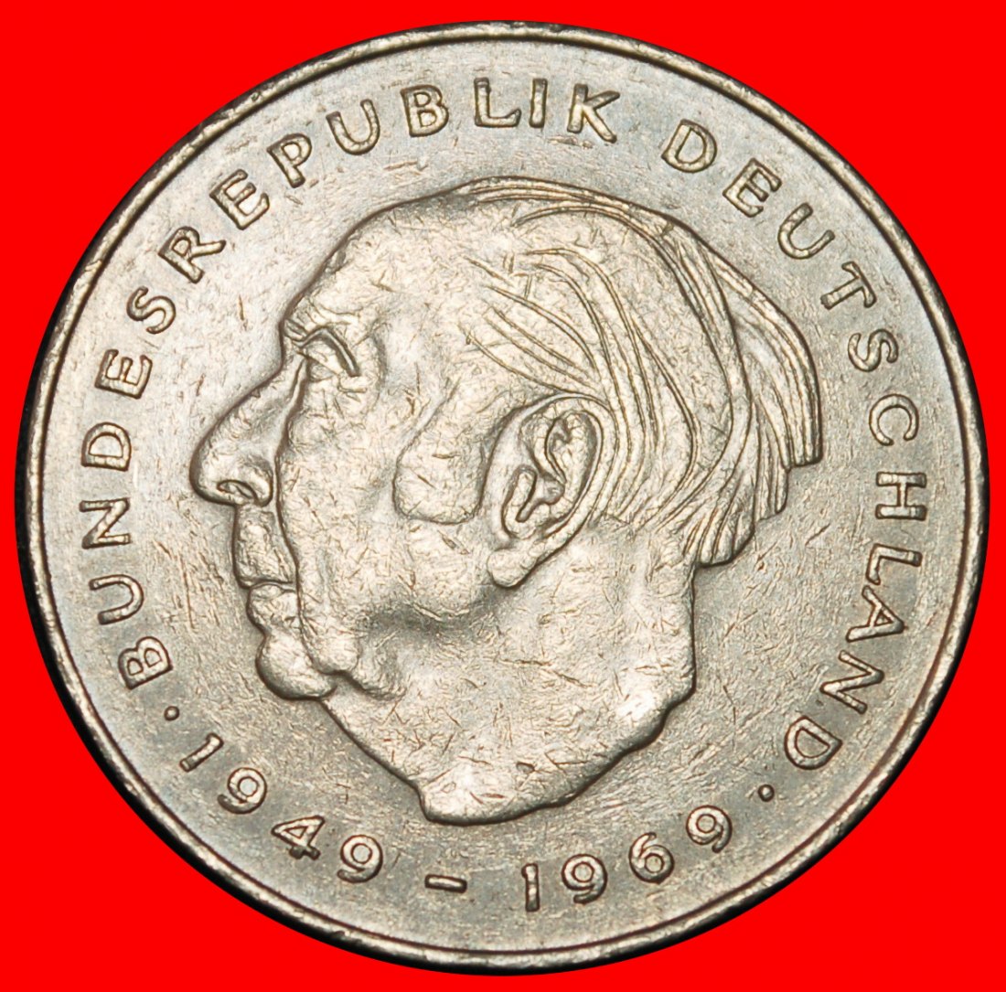 Ⰶ HEUSS (1884-1963): GERMANY ★ 2 MARKS 1978D BAVARIA 1949-1969! II+B+r2!★LOW START ★ NO RESERVE!